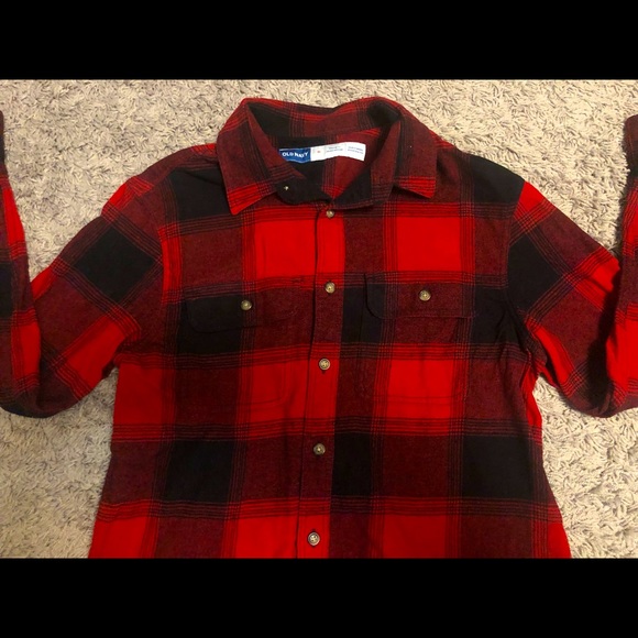 BNWT Old Navy Red Buffalo Plaid Button Up Medium Shirt - Picture 3 of 5